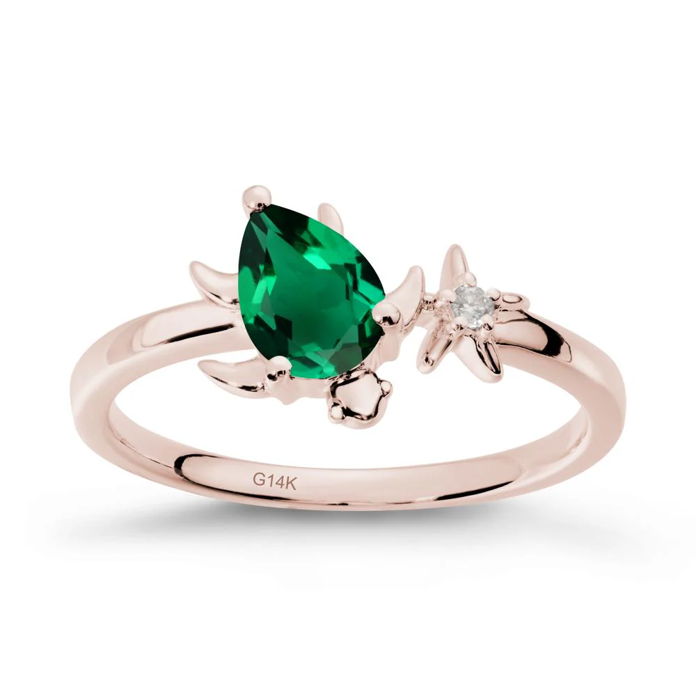 Turtle and Starfish Emerald Ring - Image 2