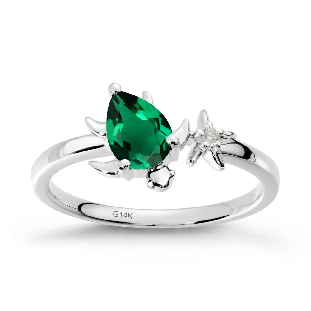 Turtle and Starfish Emerald Ring - Image 3