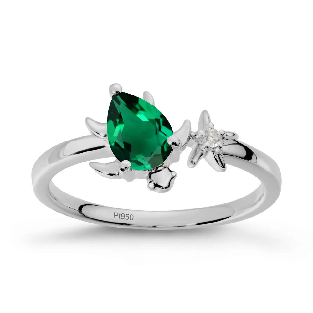 Turtle and Starfish Emerald Ring - Image 9