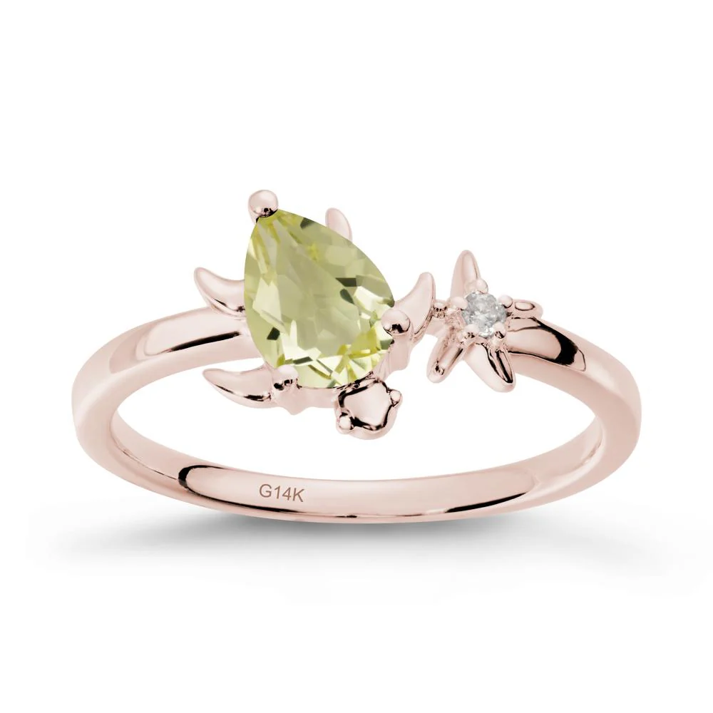 Turtle and Starfish Lemon Quartz Ring - Image 2