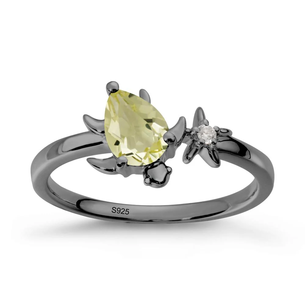 Turtle and Starfish Lemon Quartz Ring - Image 8