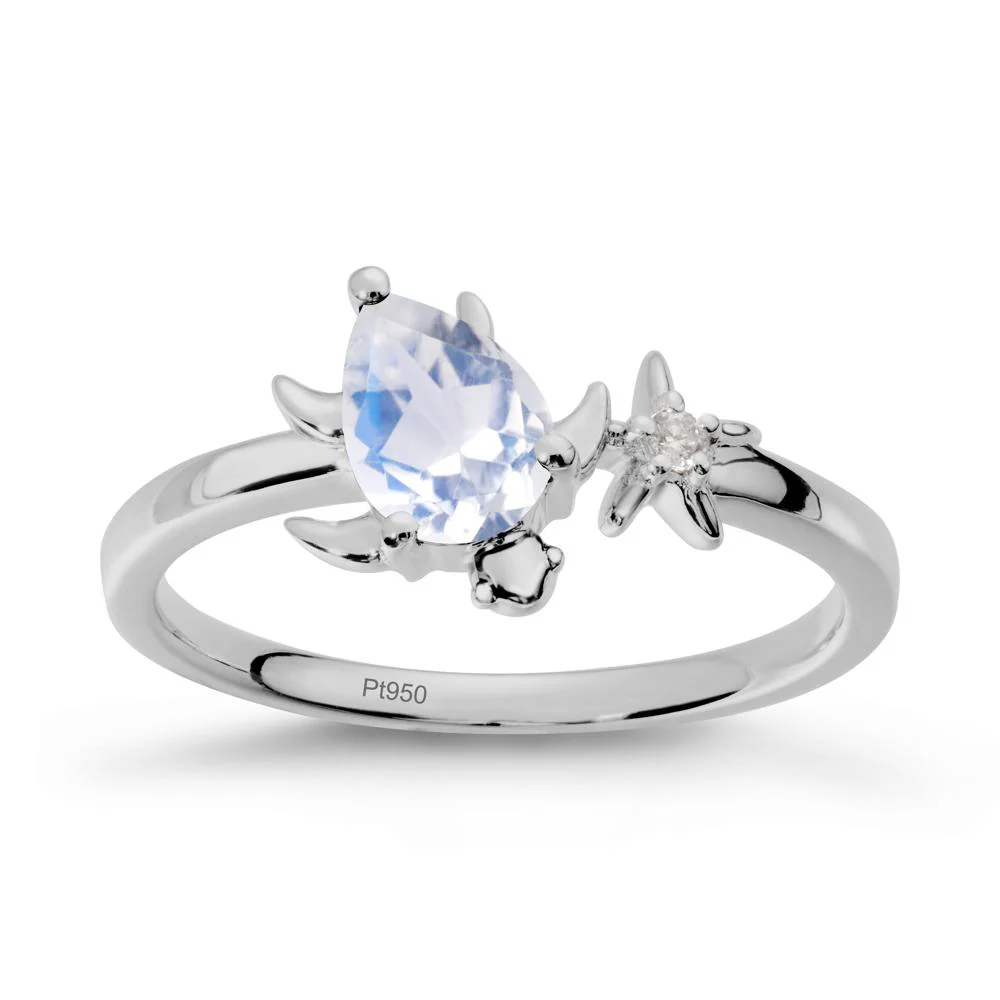 Turtle and Starfish Moonstone Ring