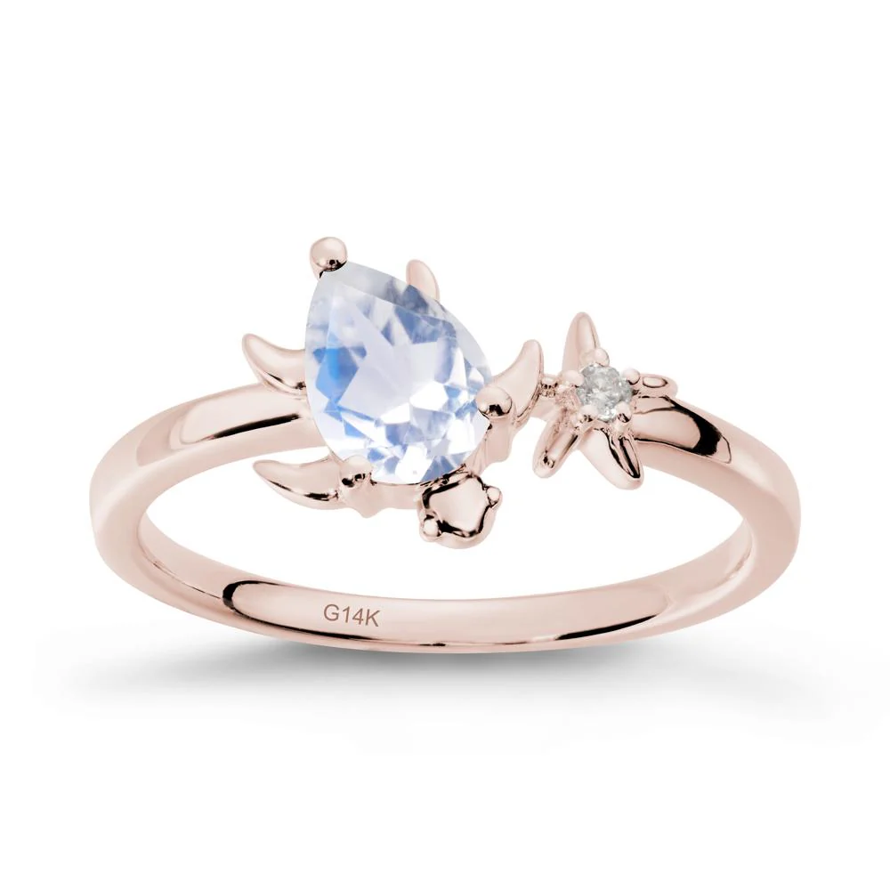 Turtle and Starfish Moonstone Ring - Image 2