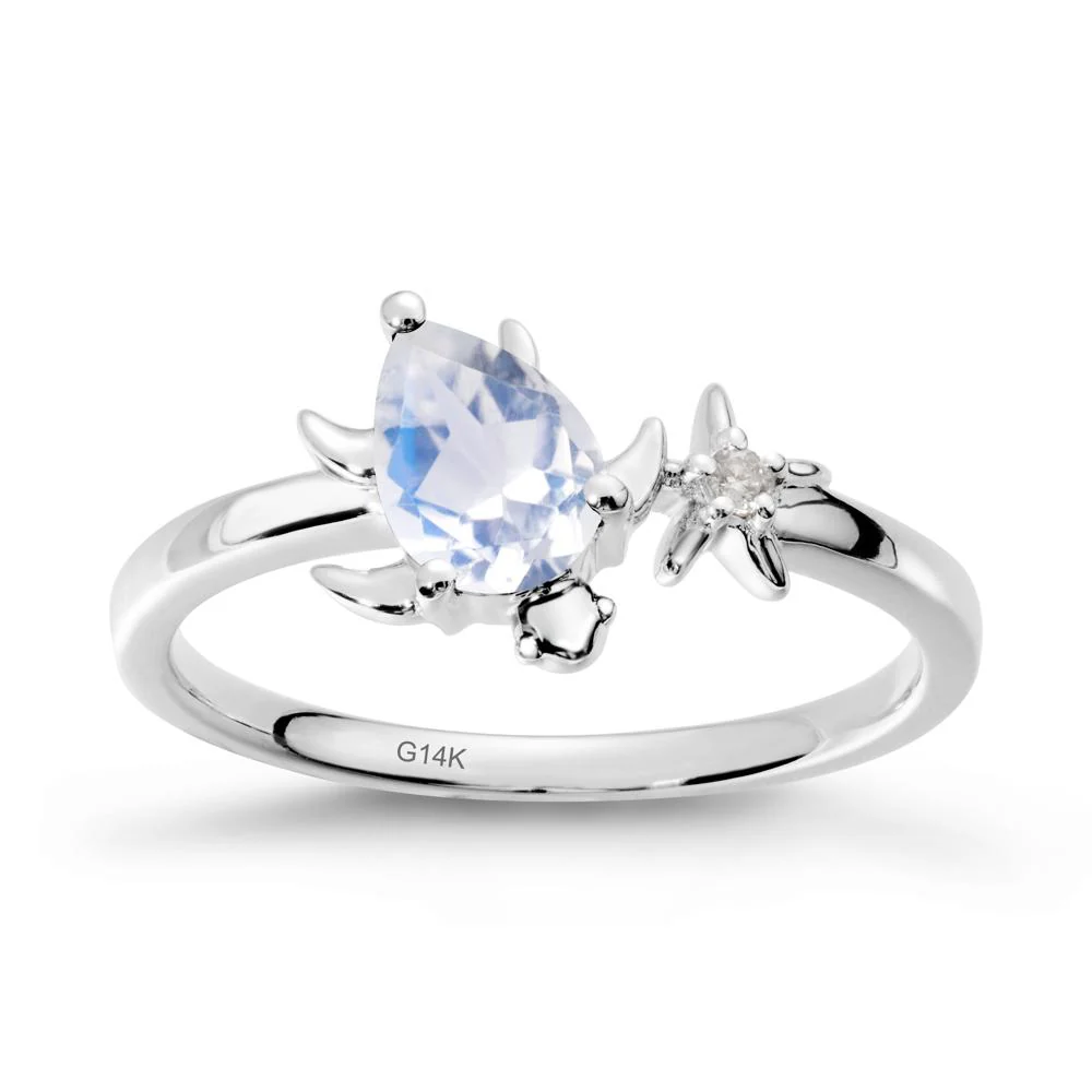 Turtle and Starfish Moonstone Ring - Image 3