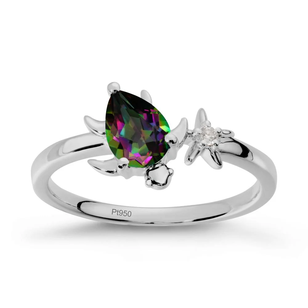 Turtle and Starfish Mystic Topaz Ring