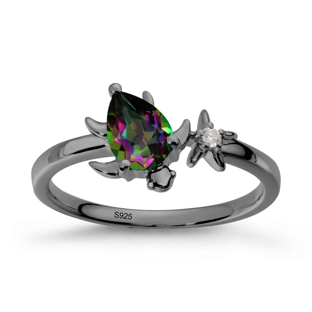Turtle and Starfish Mystic Topaz Ring - Image 8