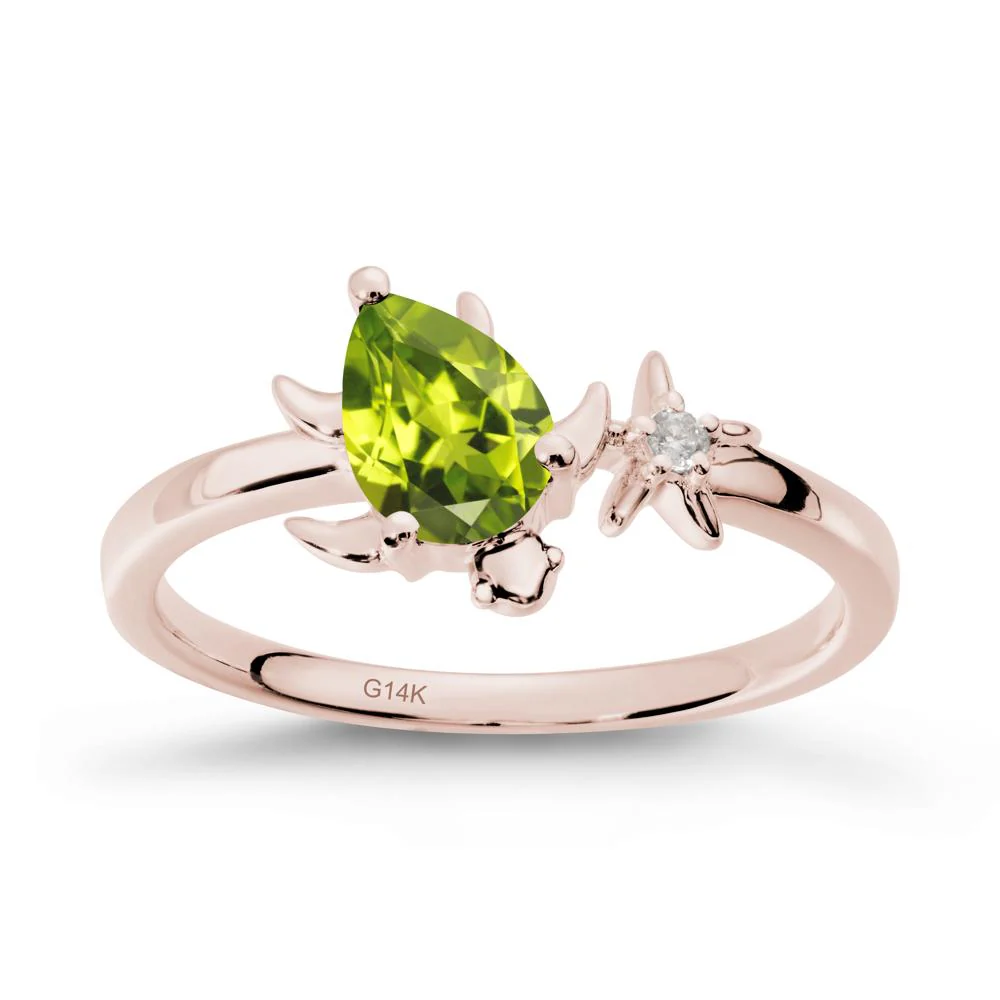 Turtle and Starfish Peridot Ring