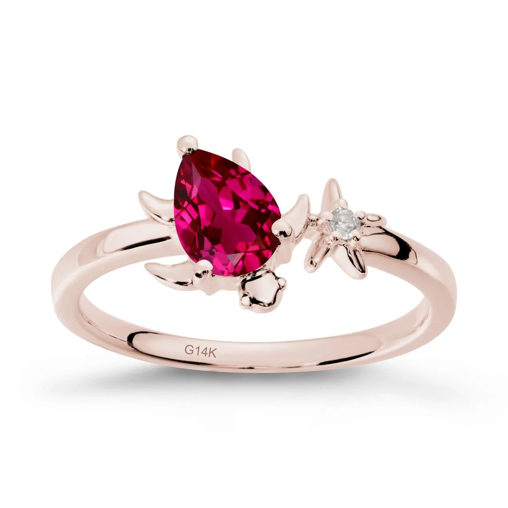 Turtle and Starfish Ruby Ring - Image 2