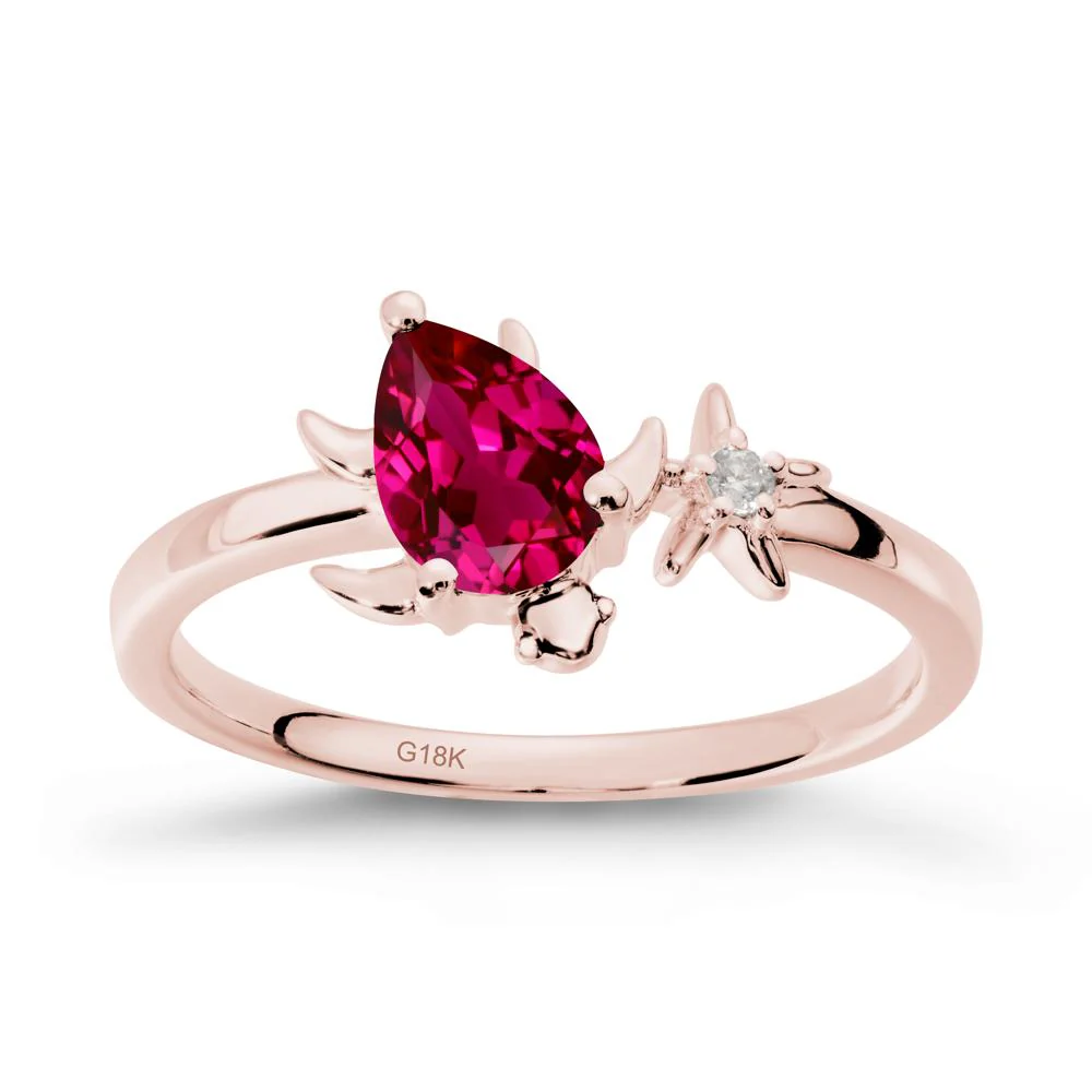 Turtle and Starfish Ruby Ring - Image 4