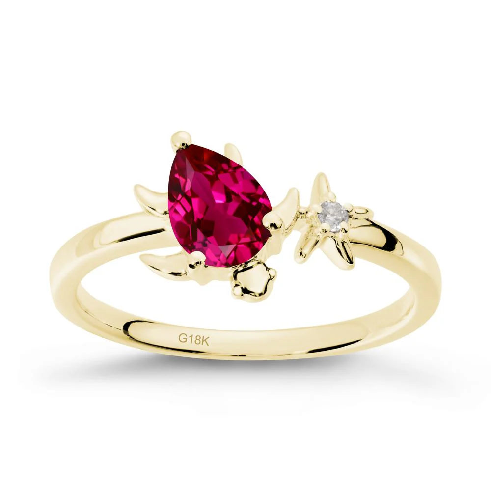 Turtle and Starfish Ruby Ring - Image 6