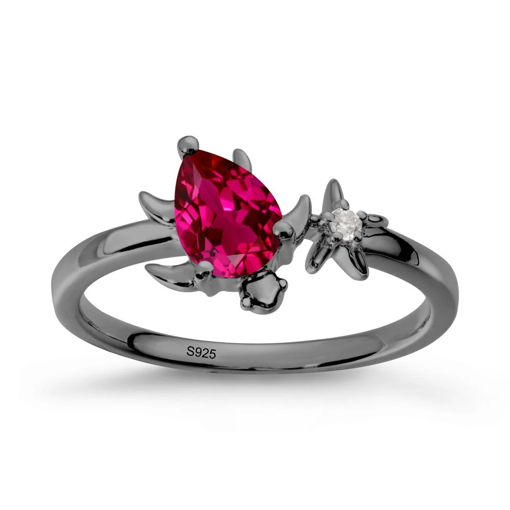 Turtle and Starfish Ruby Ring - Image 7