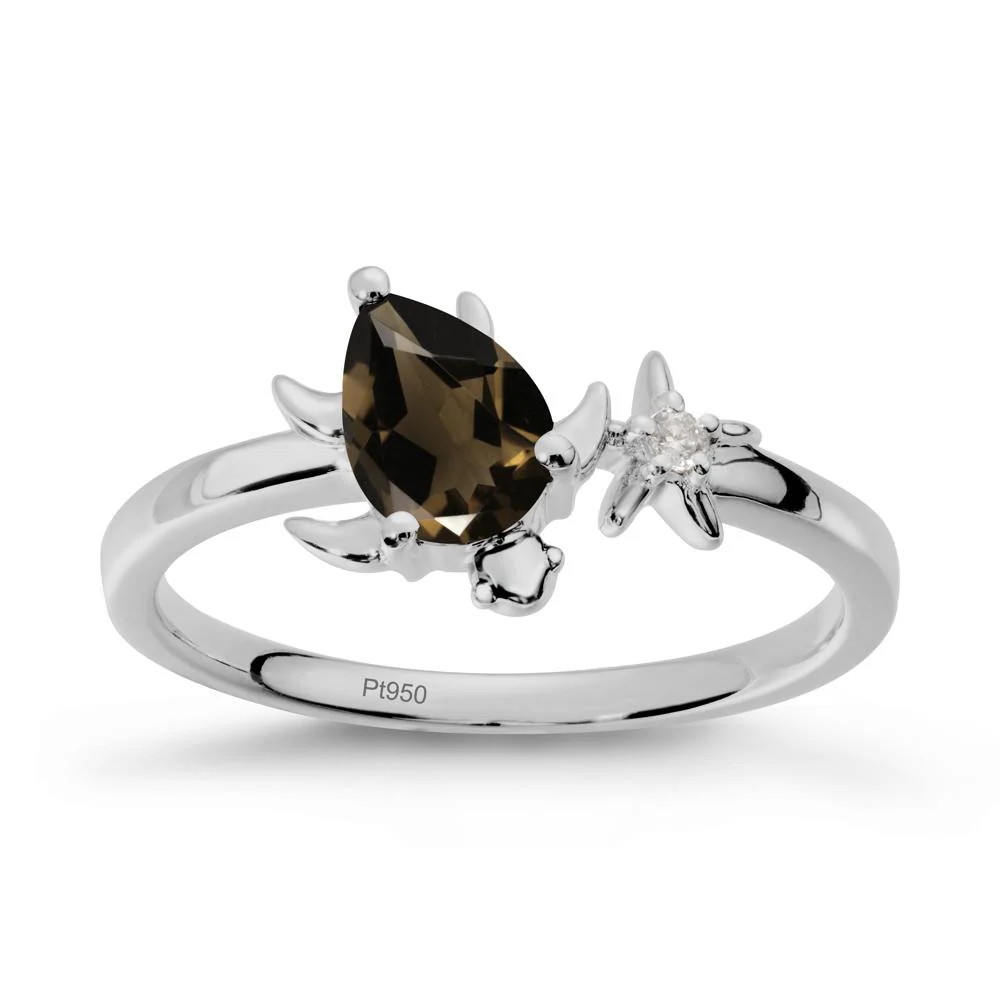 Turtle and Starfish Smoky Quartz Ring