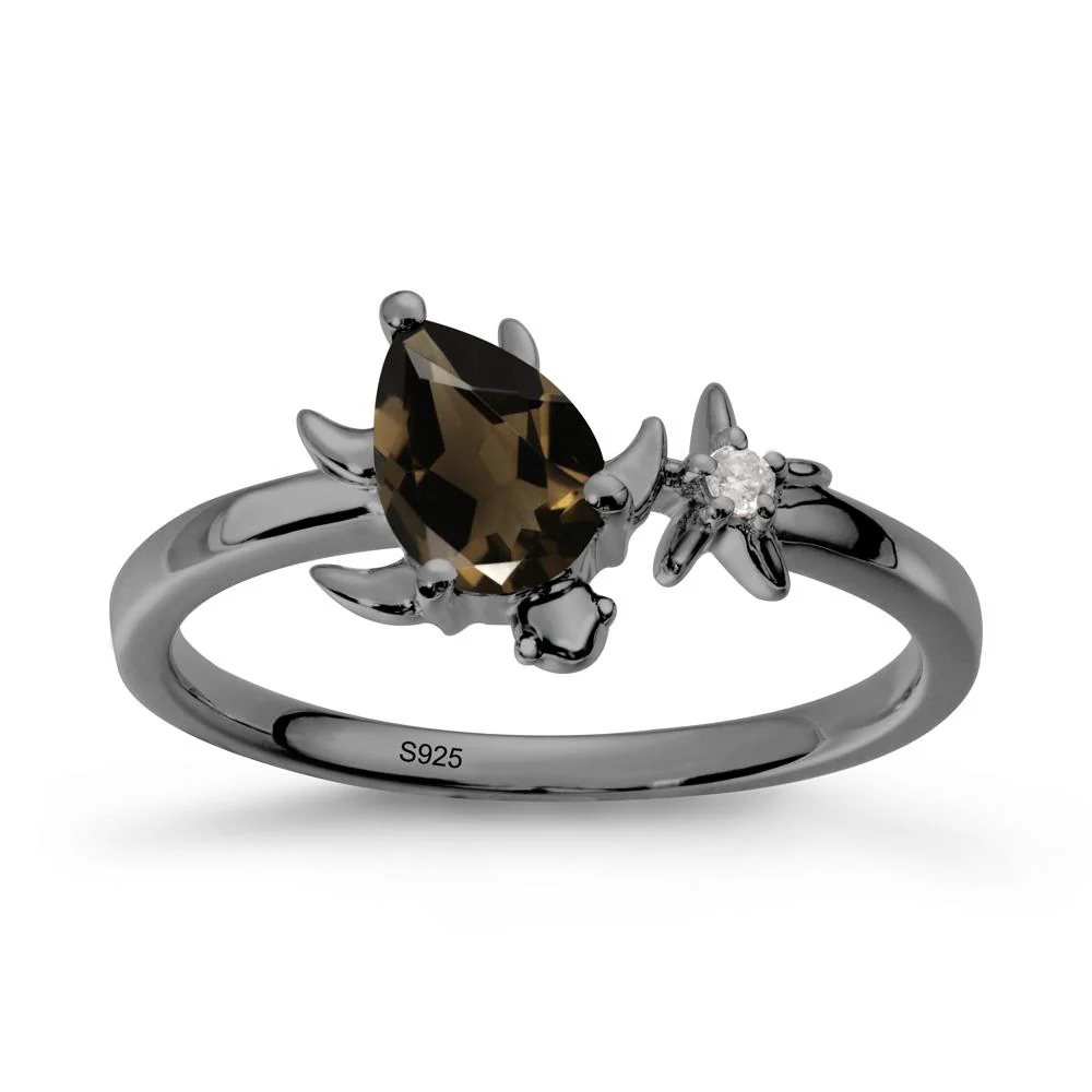 Turtle and Starfish Smoky Quartz Ring - Image 8