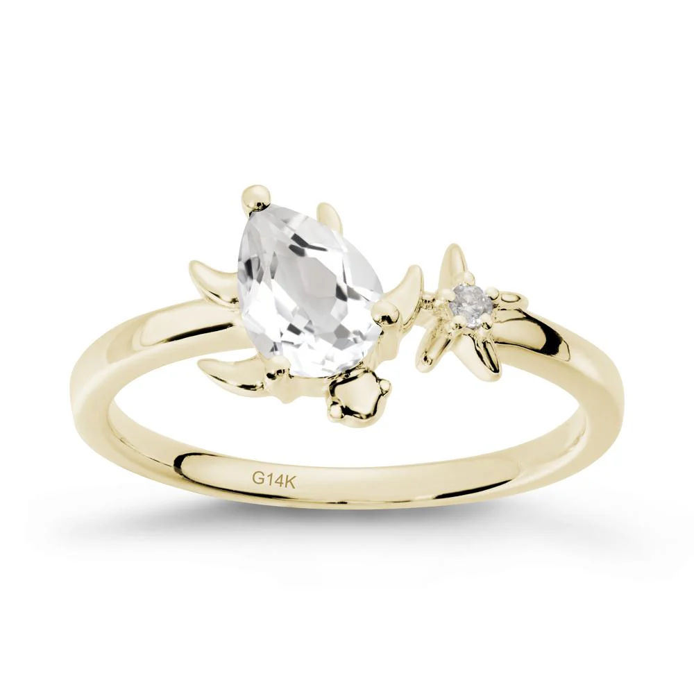 Turtle and Starfish White Topaz Ring - Image 4