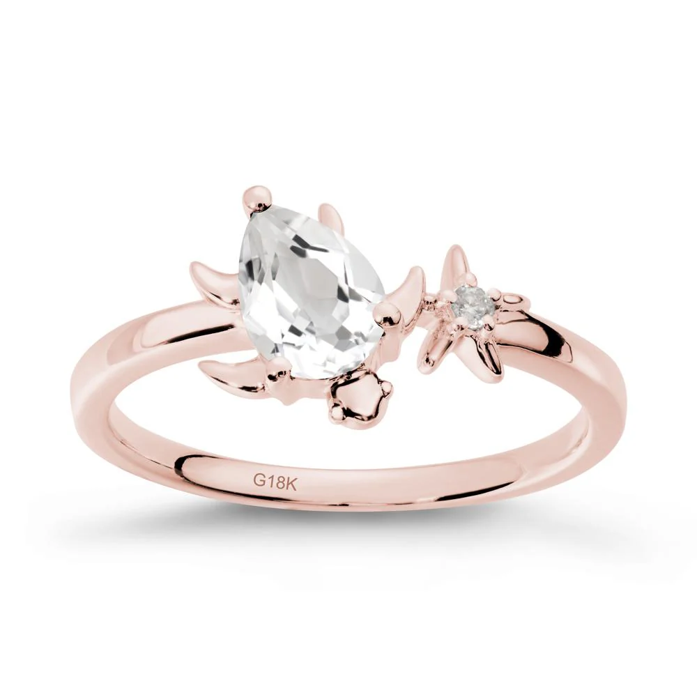 Turtle and Starfish White Topaz Ring - Image 5