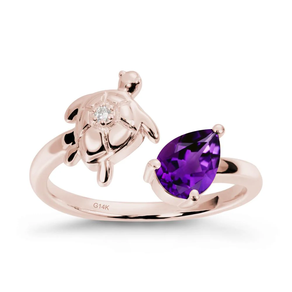 Turtle Open Band Amethyst Ring - Image 2