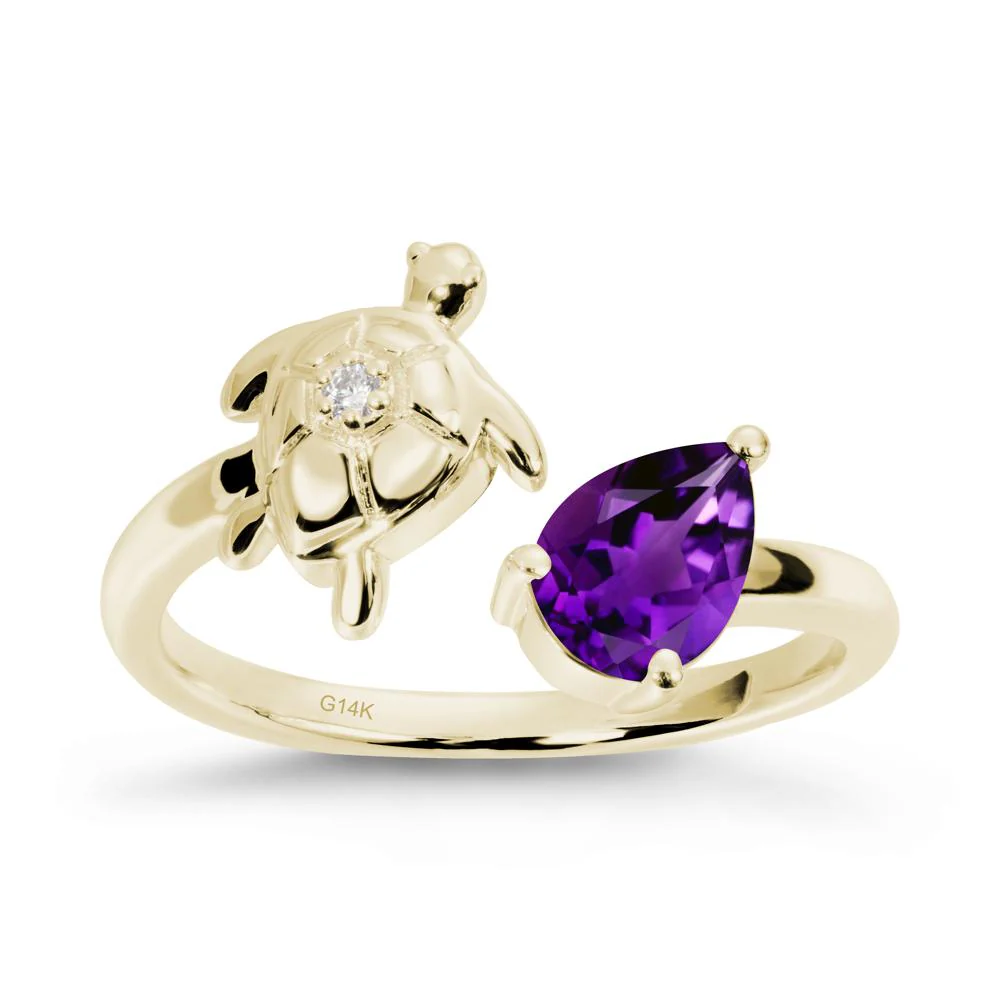 Turtle Open Band Amethyst Ring - Image 4