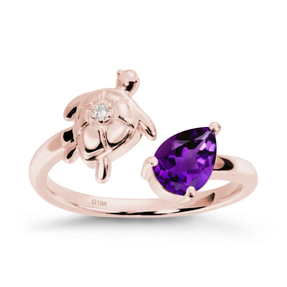 Turtle Open Band Amethyst Ring - Image 5