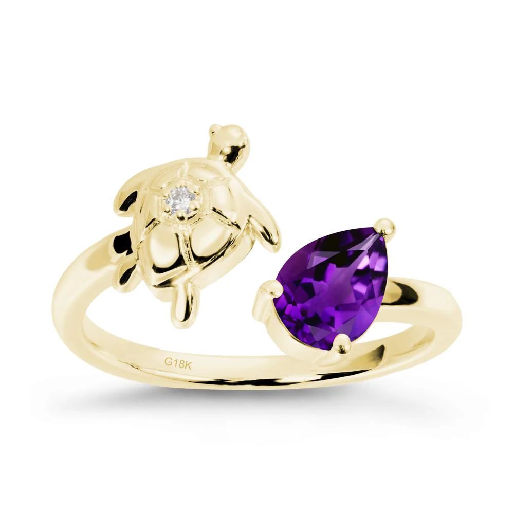 Turtle Open Band Amethyst Ring - Image 7