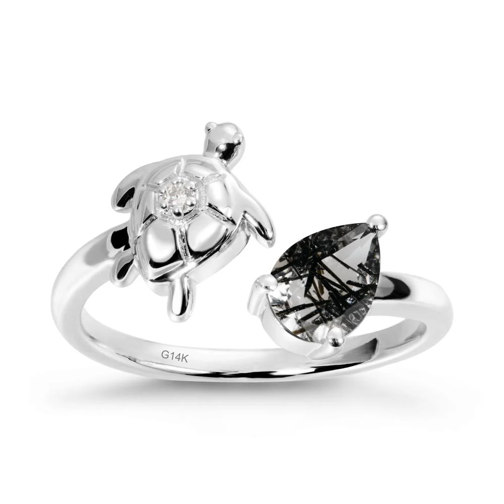 Turtle Open Band Black Rutilated Quartz Ring - Image 3
