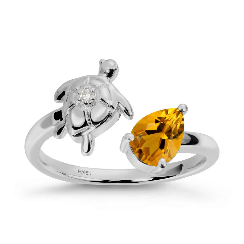 Turtle Open Band Citrine Ring