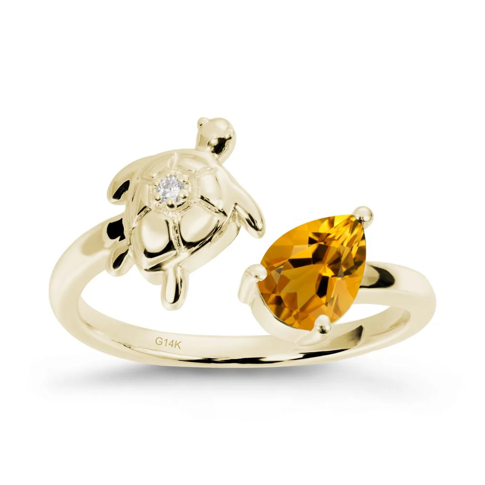 Turtle Open Band Citrine Ring - Image 4