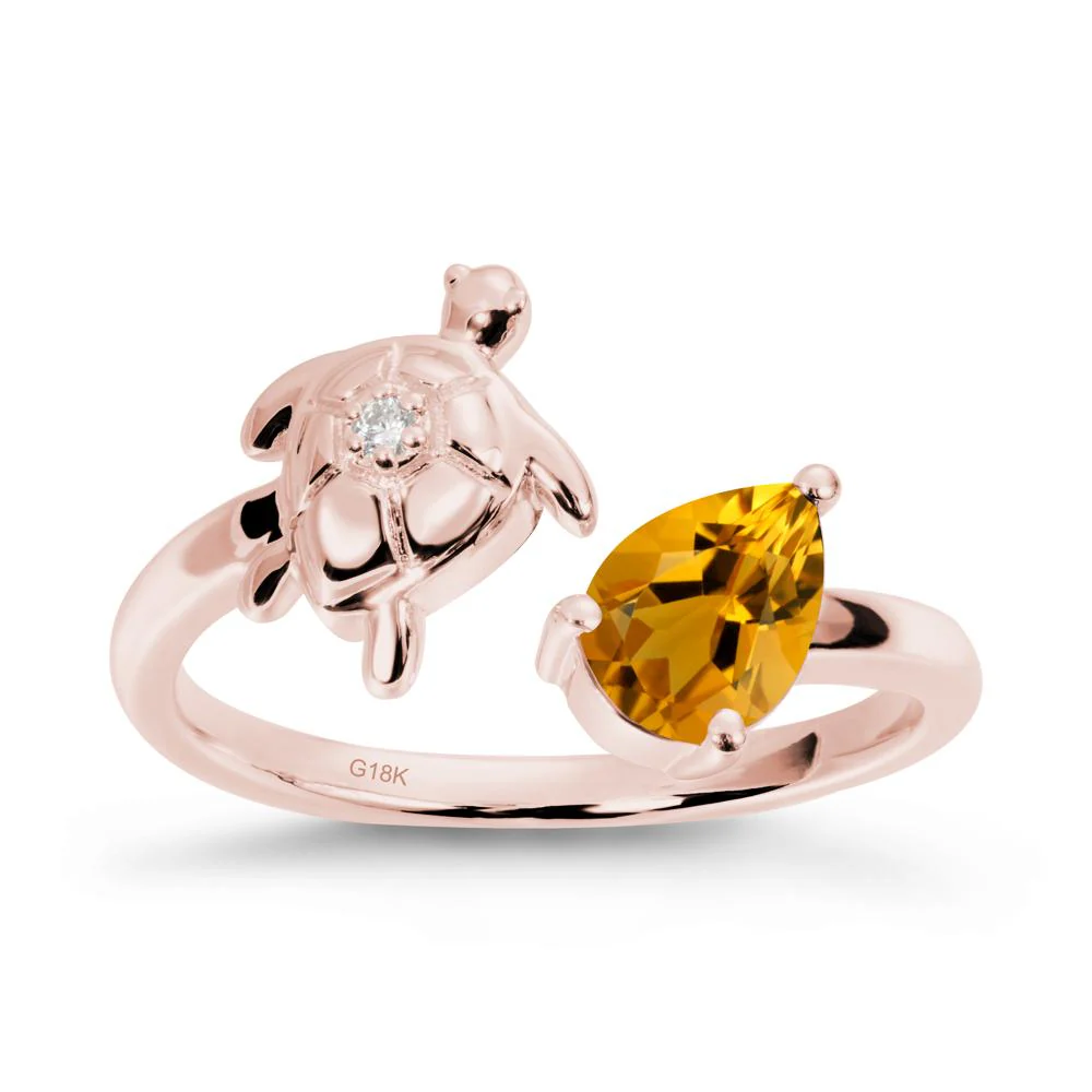 Turtle Open Band Citrine Ring - Image 5