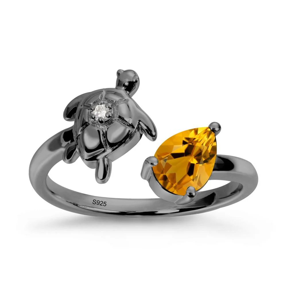 Turtle Open Band Citrine Ring - Image 8