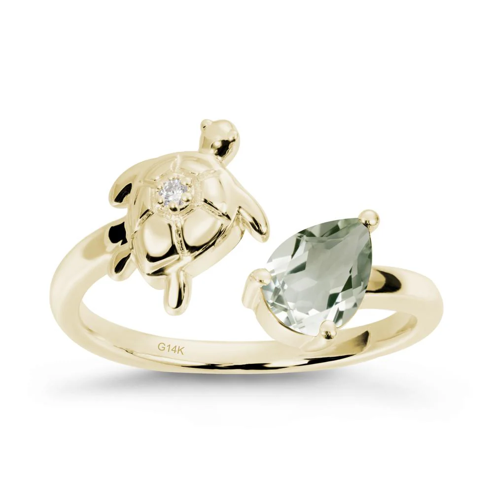 Turtle Open Band Green Amethyst Ring - Image 4