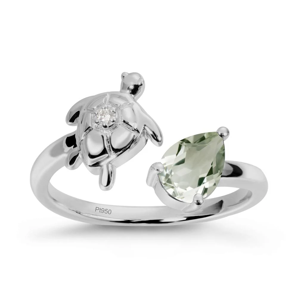 Turtle Open Band Green Amethyst Ring - Image 8