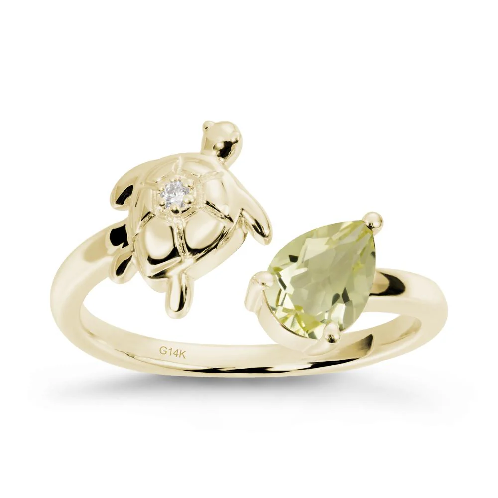 Turtle Open Band Lemon Quartz Ring - Image 3
