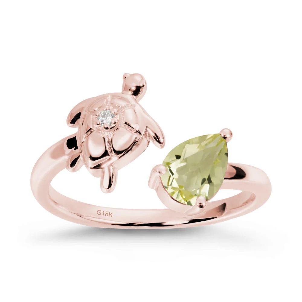 Turtle Open Band Lemon Quartz Ring - Image 4