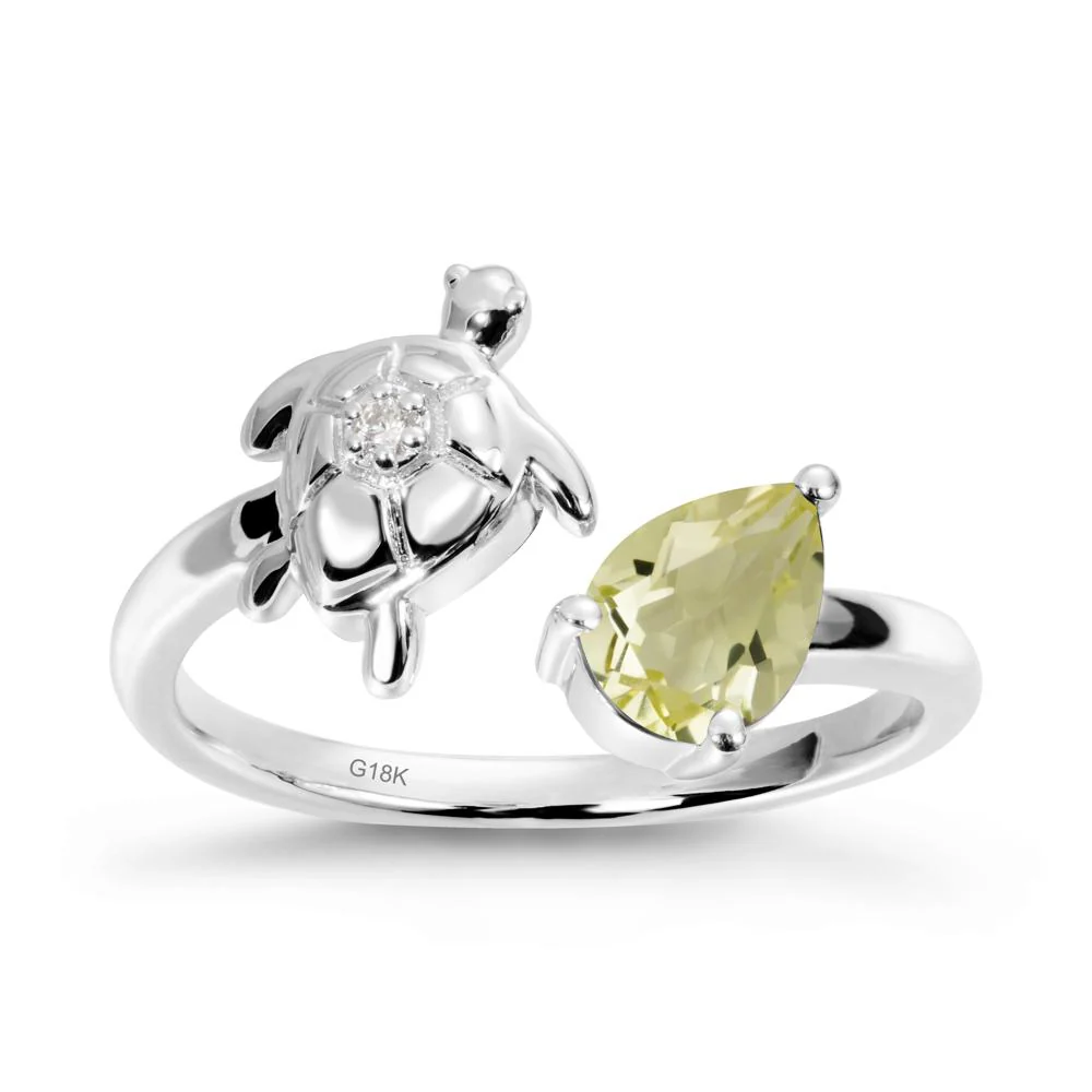 Turtle Open Band Lemon Quartz Ring - Image 5