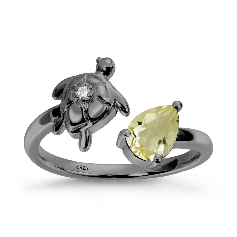 Turtle Open Band Lemon Quartz Ring - Image 7