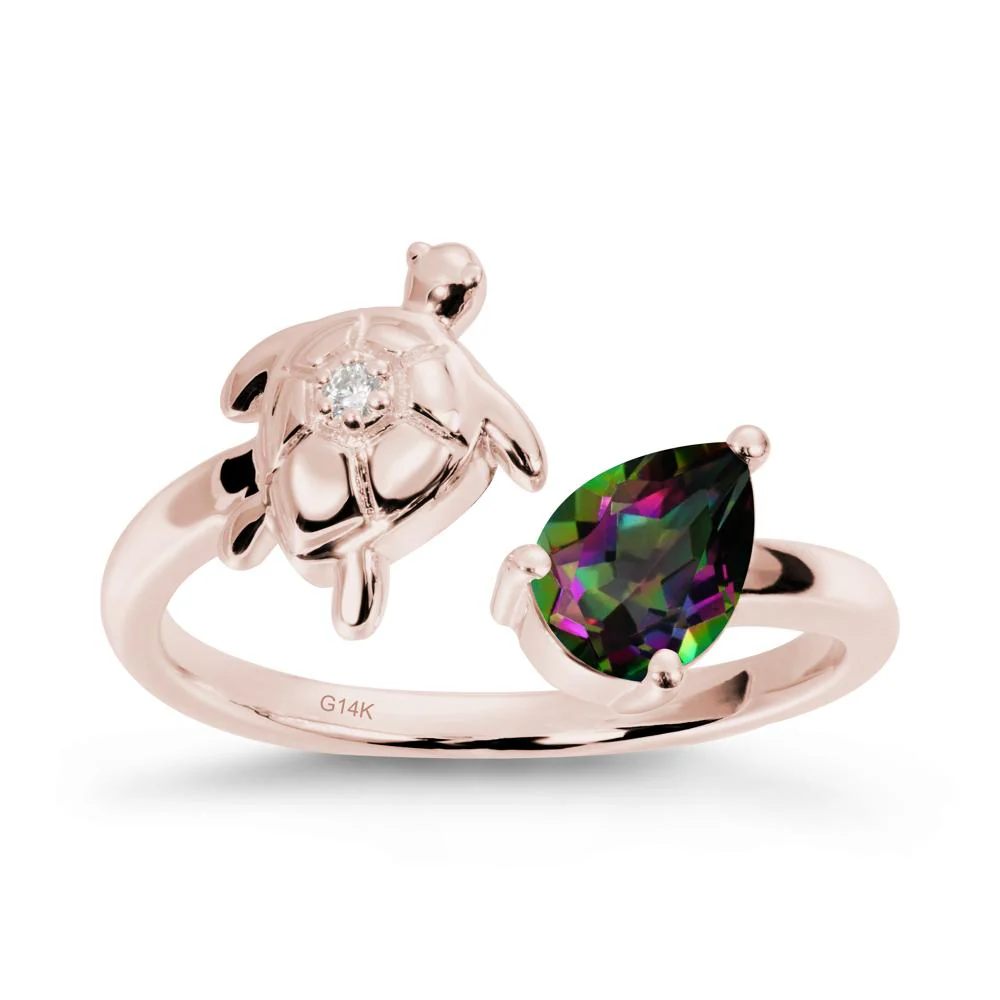 Turtle Open Band Mystic Topaz Ring - Image 2