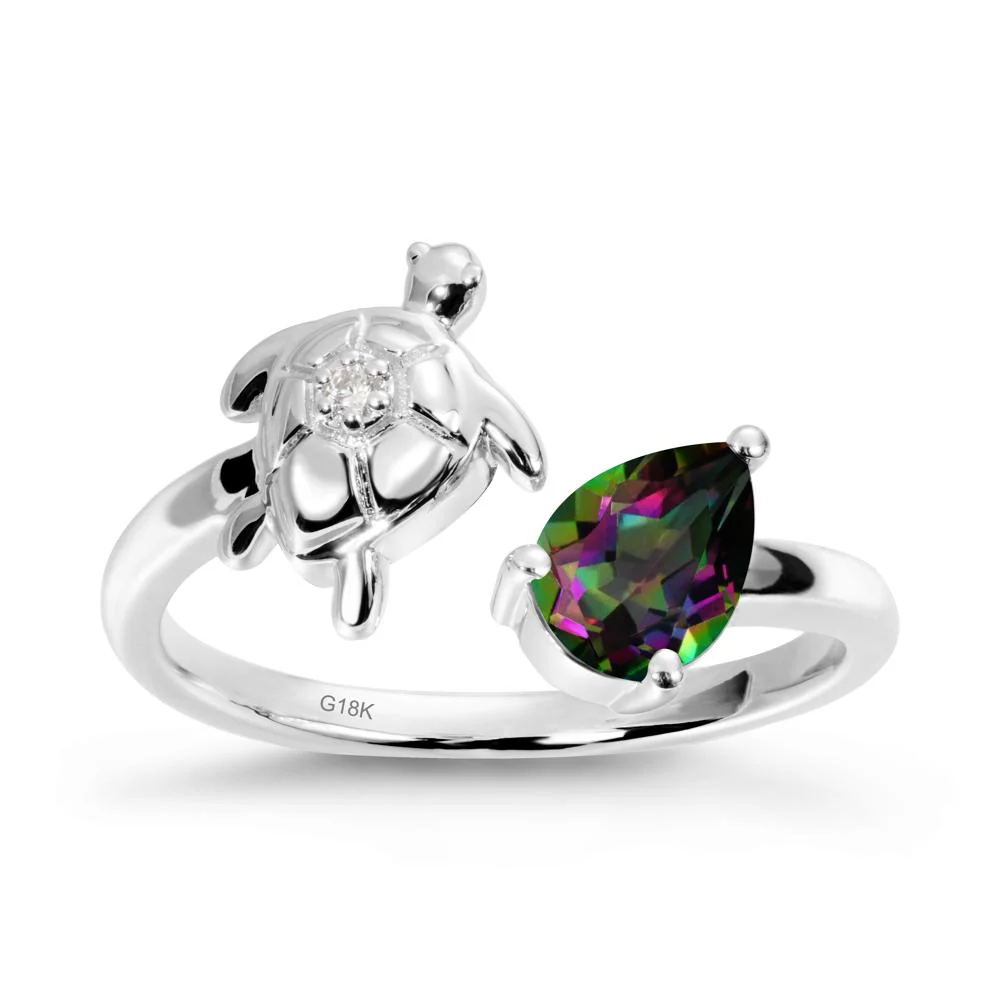 Turtle Open Band Mystic Topaz Ring - Image 5