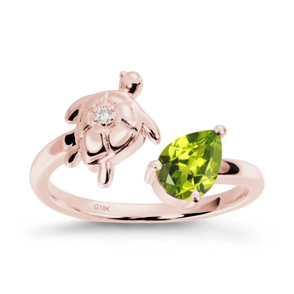 Turtle Open Band Peridot Ring - Image 5