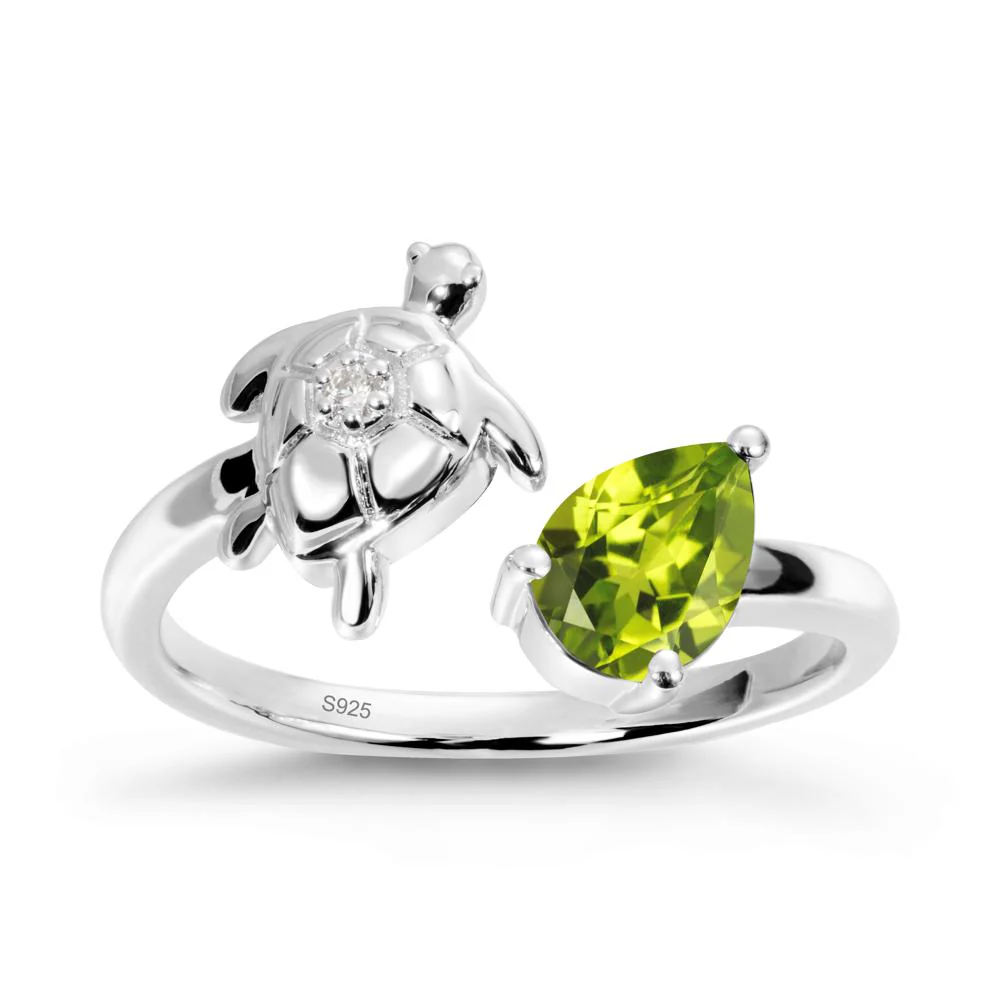 Turtle Open Band Peridot Ring - Image 9