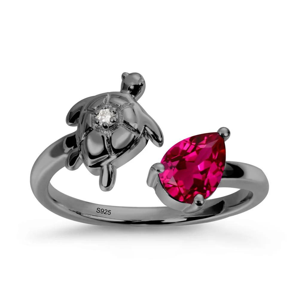 Turtle Open Band Ruby Ring
