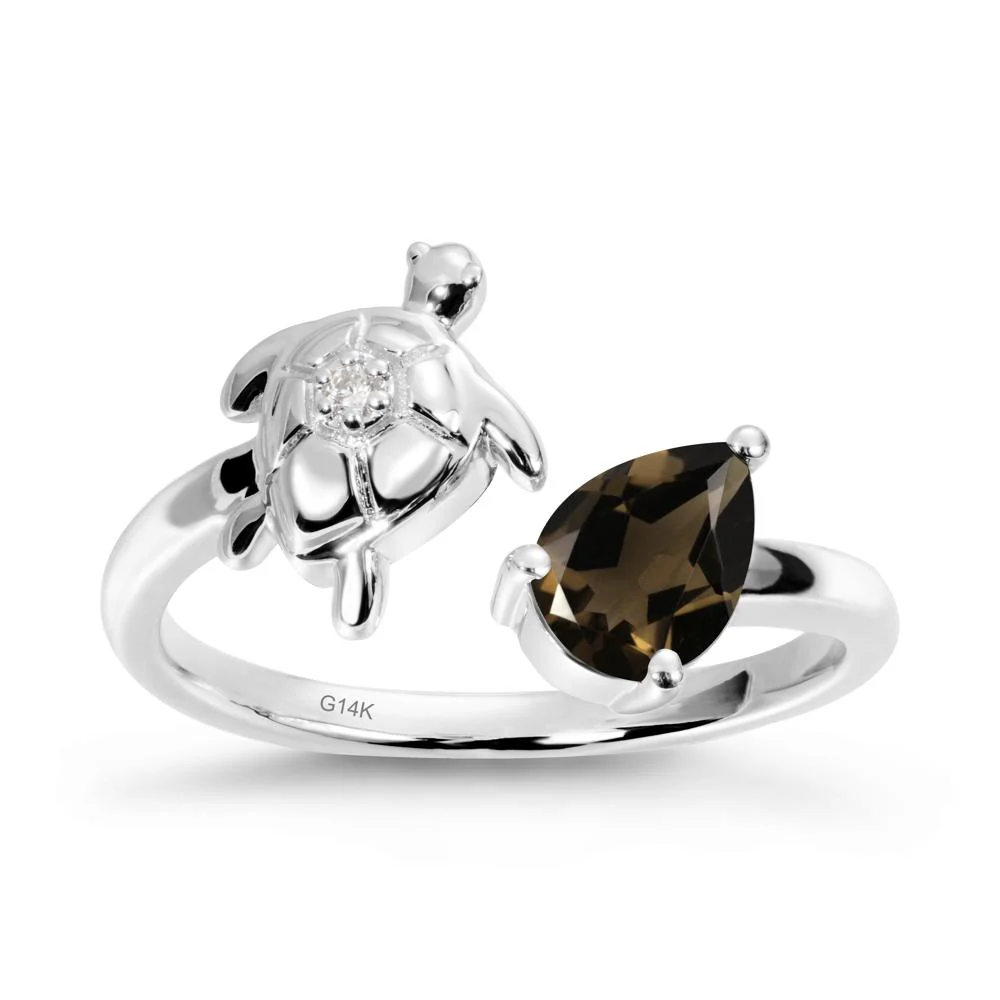 Turtle Open Band Smoky Quartz Ring - Image 3