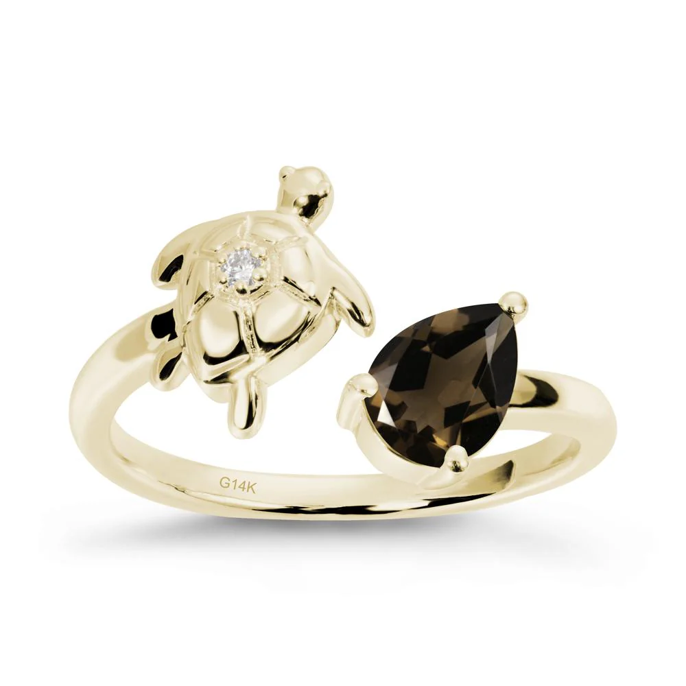 Turtle Open Band Smoky Quartz Ring - Image 4