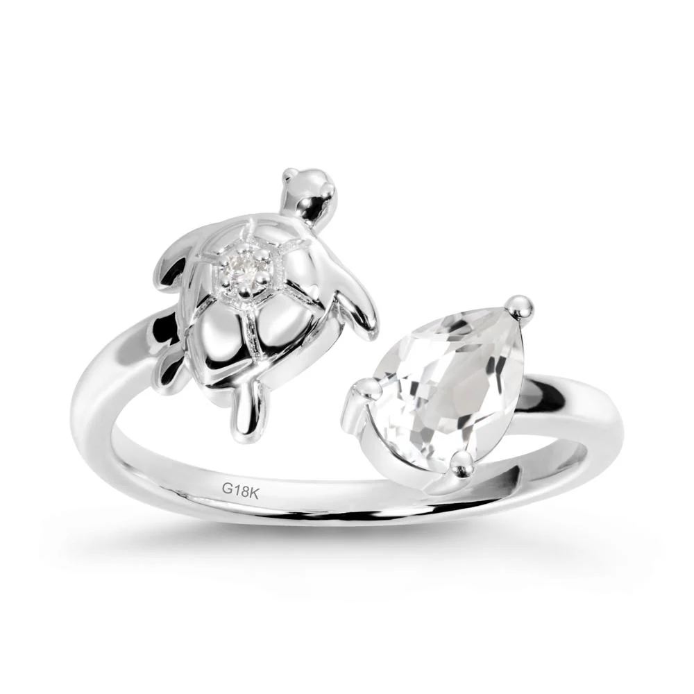 Turtle Open Band White Topaz Ring - Image 5