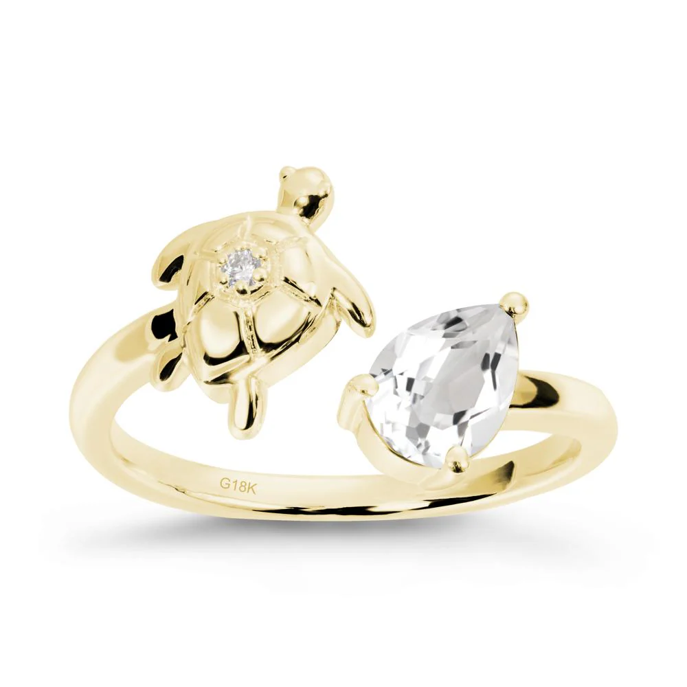 Turtle Open Band White Topaz Ring - Image 6