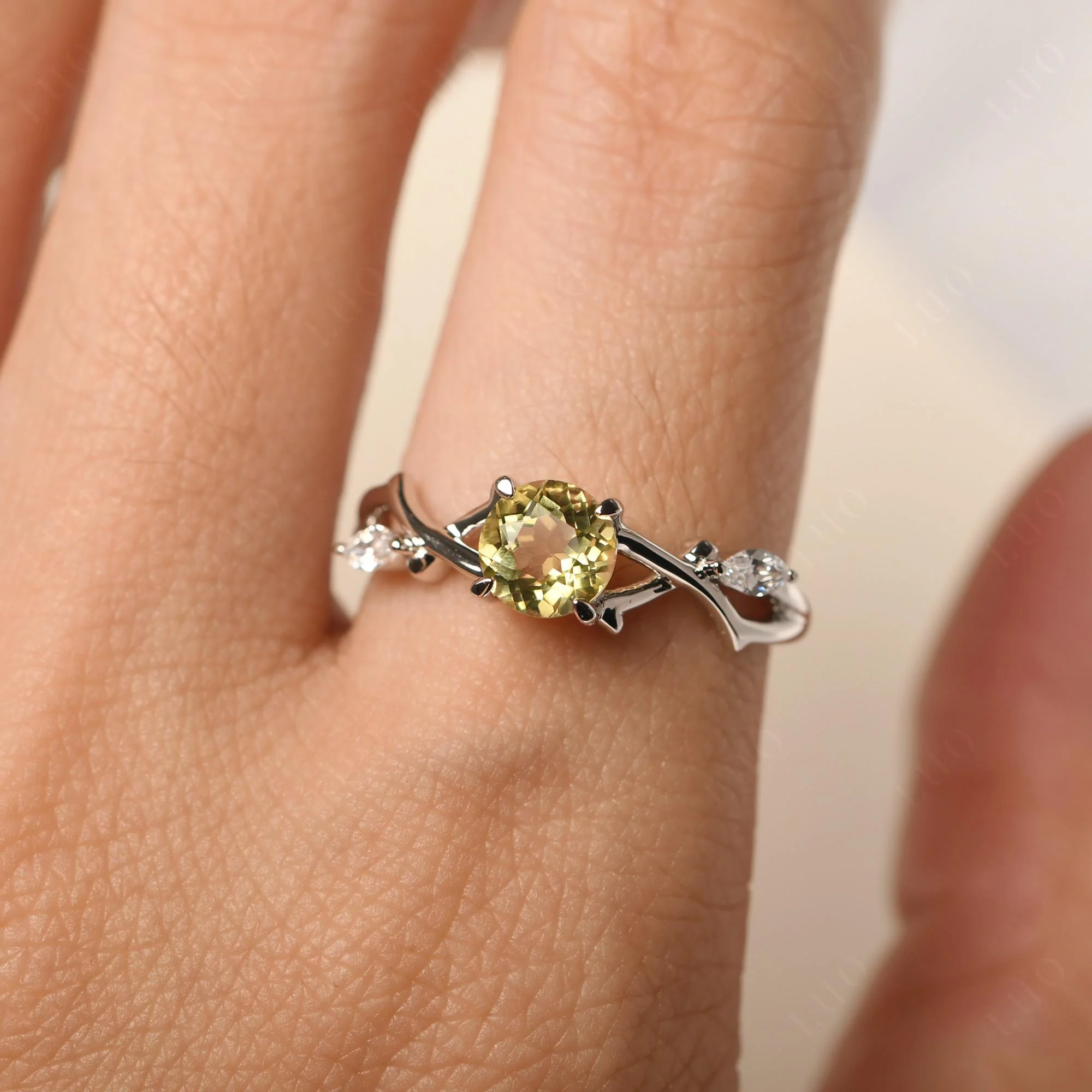 Lemon Quartz Twig Engagement Ring - Image 33