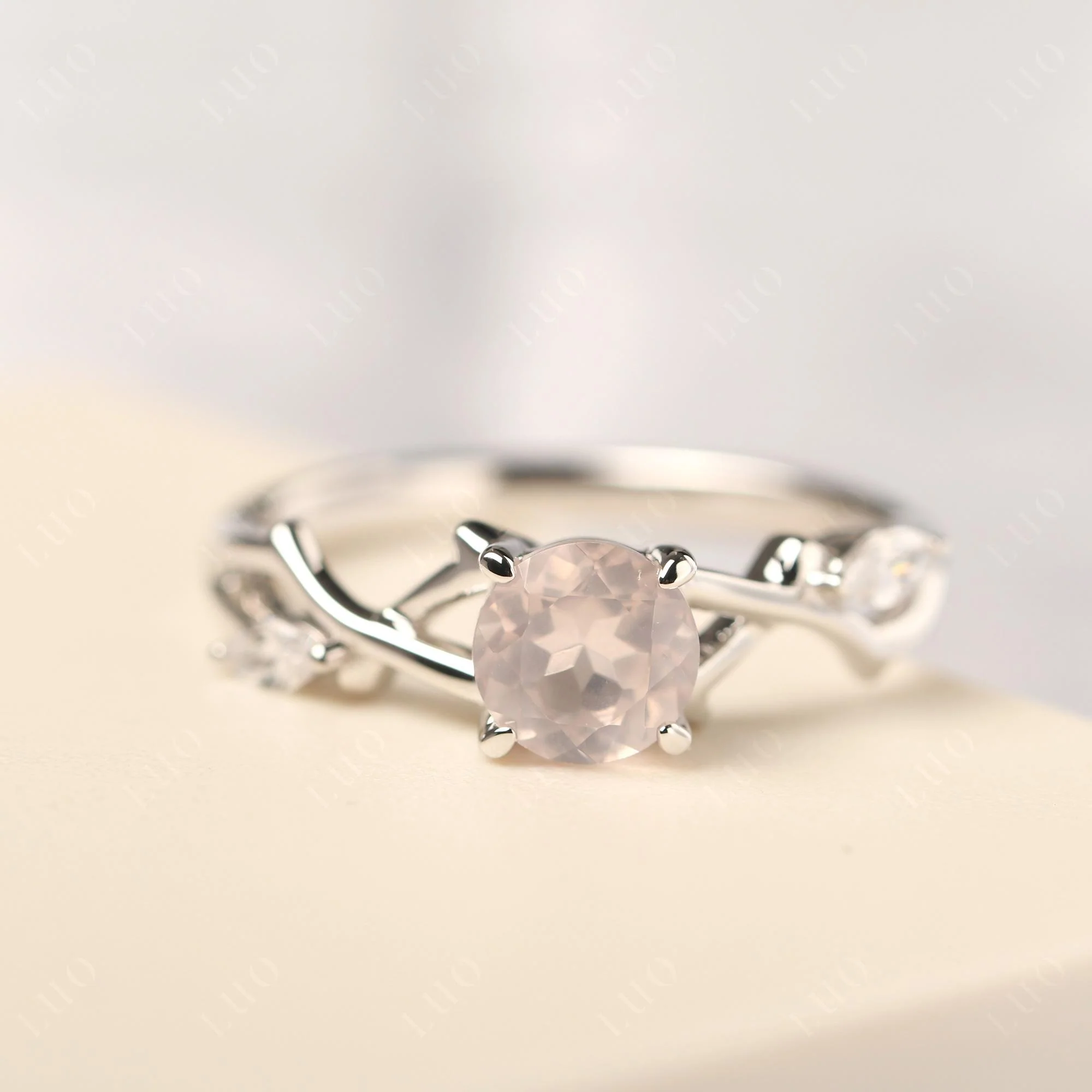 Rose Quartz Twig Engagement Ring - Image 29
