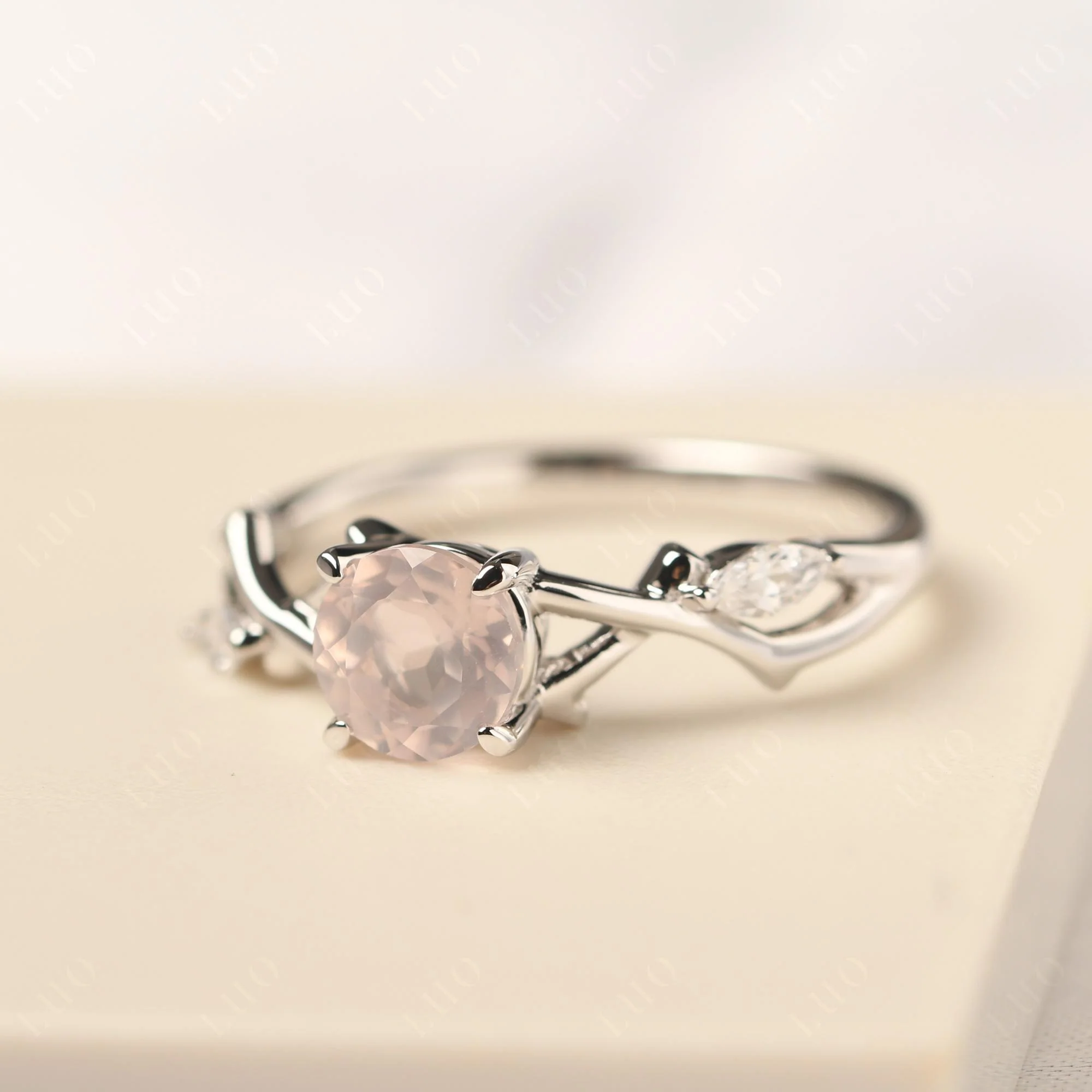 Rose Quartz Twig Engagement Ring - Image 30