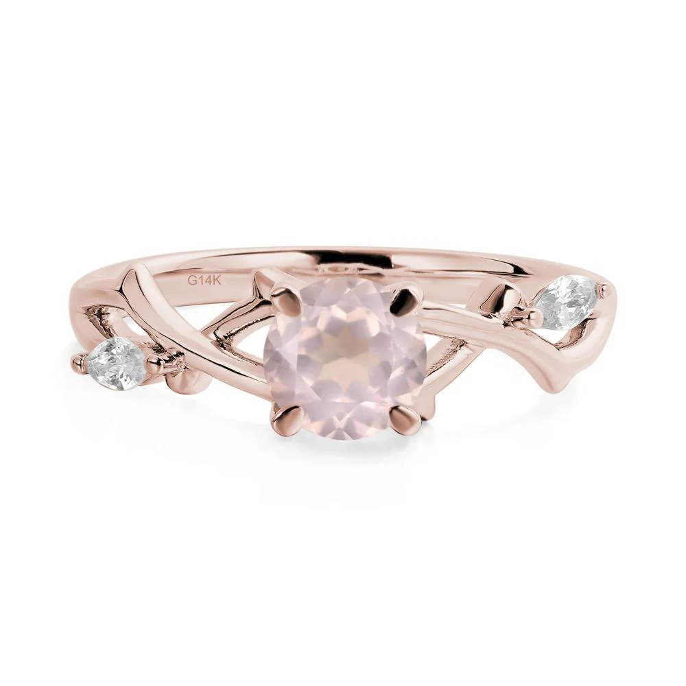 Rose Quartz Twig Engagement Ring - Image 5