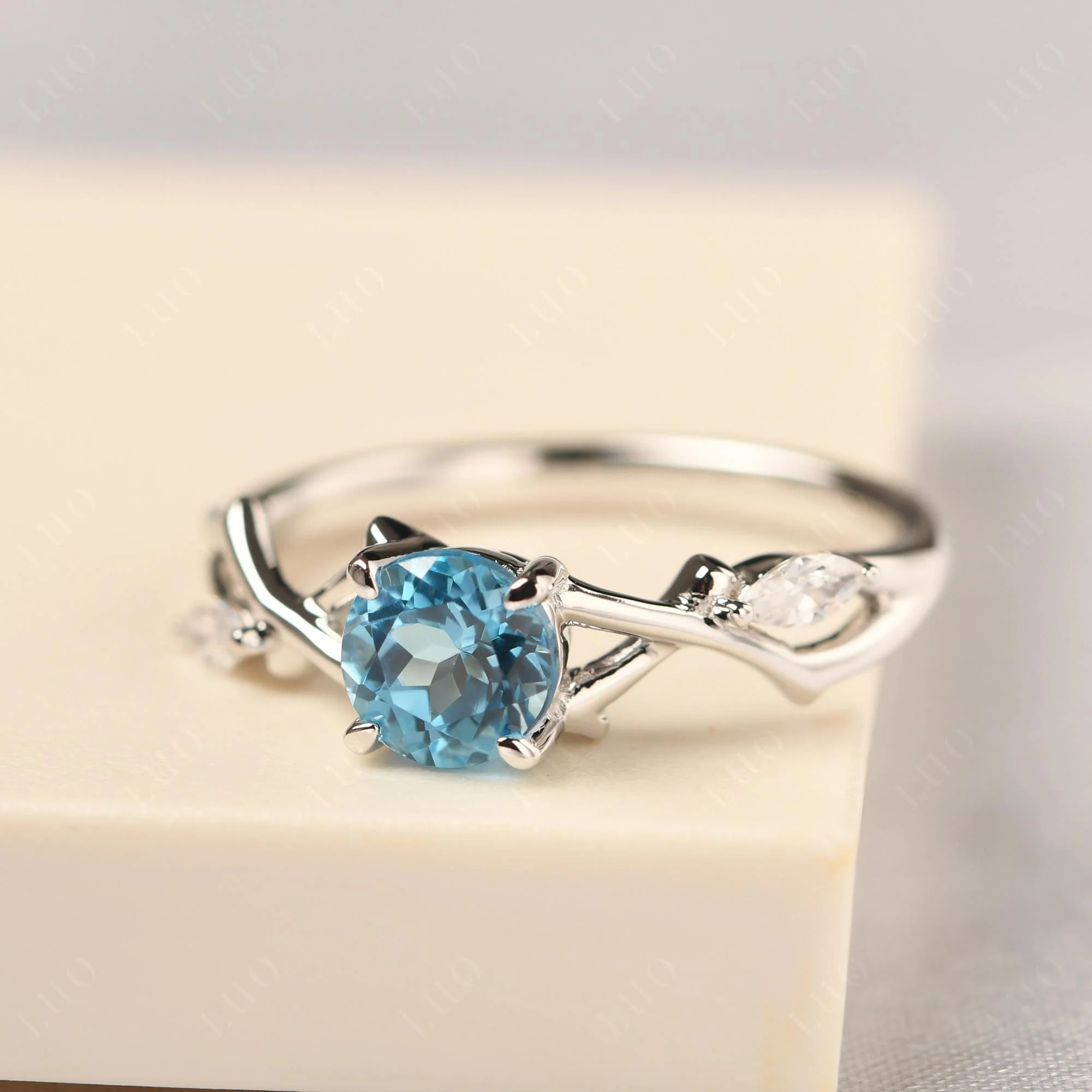 Swiss Blue Topaz Twig Engagement Ring - Image 30