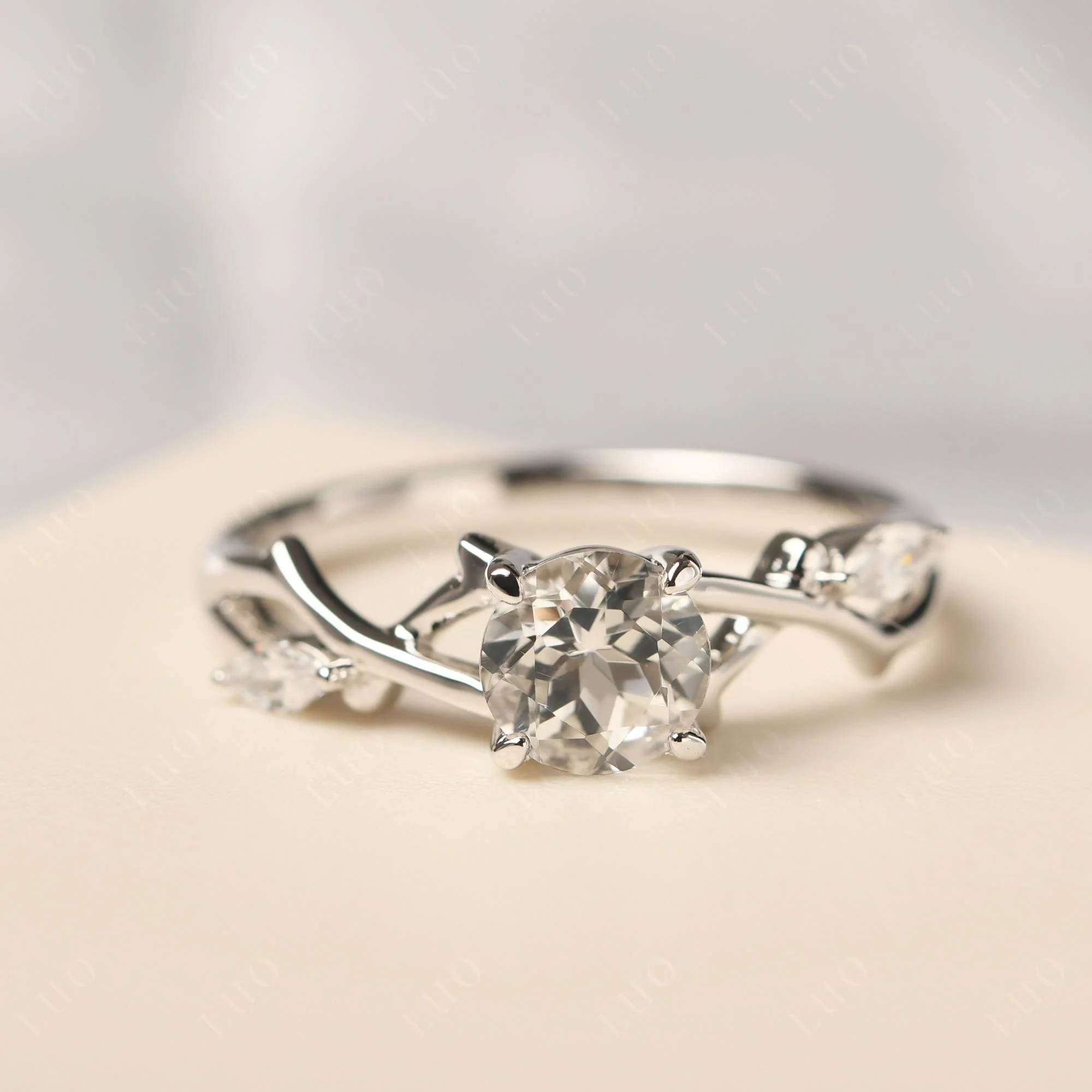 White Topaz Twig Promise Ring - Image 29