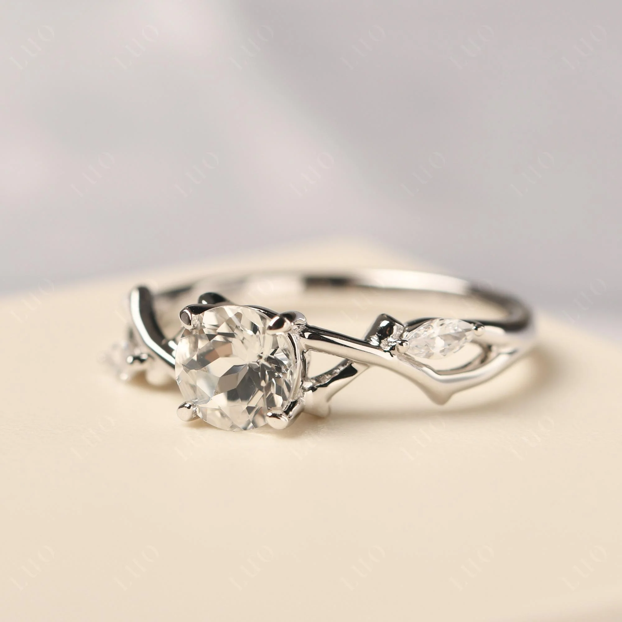 White Topaz Twig Promise Ring - Image 30